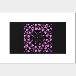 Crystal Hearts and Flowers Valentines Kaleidoscope pattern (Seamless) 18 Posters and Art